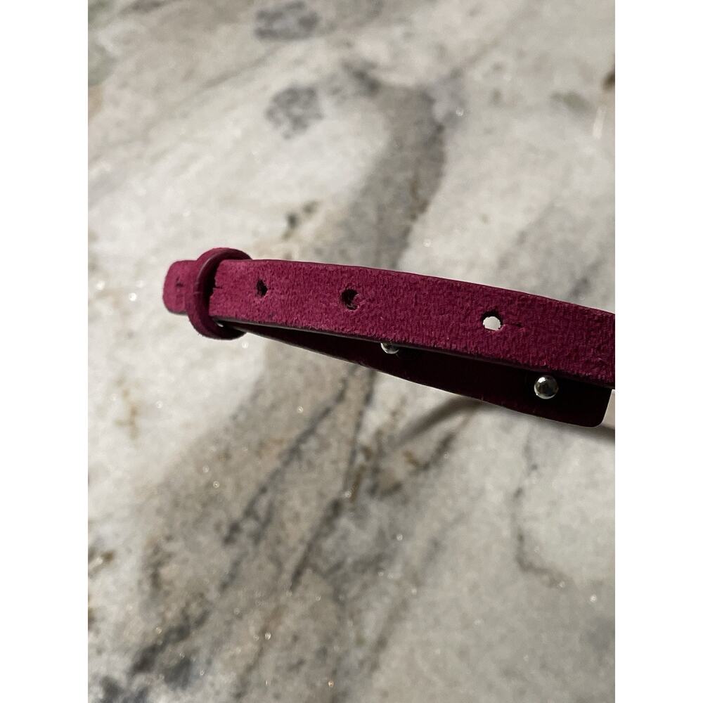 White House Black Market Belt Silver Bow Pink Patent Leather Belt Size XS 111459 - Picture 2 of 7